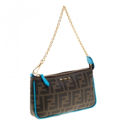 Pre Owned Fendi Tobacco Zucca Canvas Mini Pochette Bag