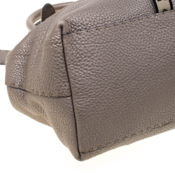 Pre Owned Fendi Grey Leather Villa Selleria Borghese Tote