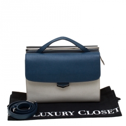 Pre Owned Fendi Tri Color Textured Leather Small Demi Jour Top Handle Bag