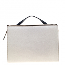 Pre Owned Fendi Tri Color Textured Leather Small Demi Jour Top Handle Bag