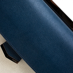 Pre Owned Fendi Tri Color Textured Leather Small Demi Jour Top Handle Bag