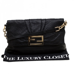 Pre Owned Fendi Black Leather Mia Crossbody Bag
