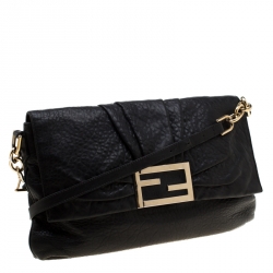 Pre Owned Fendi Black Leather Mia Crossbody Bag