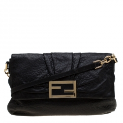 Pre Owned Fendi Black Leather Mia Crossbody Bag