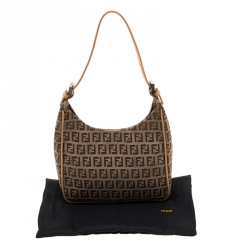 Pre Owned Fendi Brown Zucchino Canvas Hobo