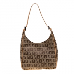 Pre Owned Fendi Brown Zucchino Canvas Hobo