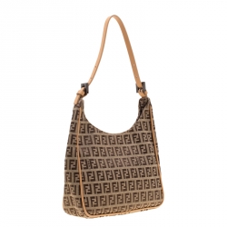 Pre Owned Fendi Brown Zucchino Canvas Hobo
