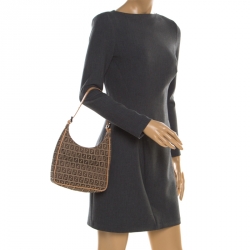 Pre Owned Fendi Brown Zucchino Canvas Hobo