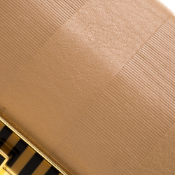 Pre Owned Fendi Beige Pequin Embossed Leather Small Claudia Shoulder Bag