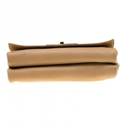 Pre Owned Fendi Beige Pequin Embossed Leather Small Claudia Shoulder Bag