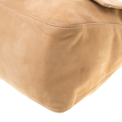 Pre Owned Fendi Beige Iridescent Leather Mama Forever Large Flap Shoulder Bag