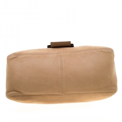 Pre Owned Fendi Beige Iridescent Leather Mama Forever Large Flap Shoulder Bag