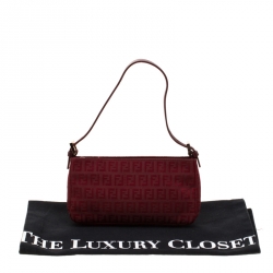 Pre Owned Fendi Red Zucchino Nylon Shoulder Bag