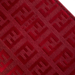 Pre Owned Fendi Red Zucchino Nylon Shoulder Bag