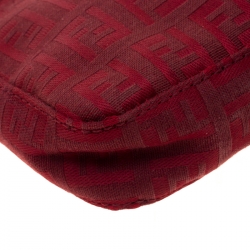 Pre Owned Fendi Red Zucchino Nylon Shoulder Bag