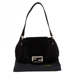 Pre Owned Fendi Black Canvas and Suede Shoulder Bag