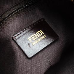 مملوكة مسبقًا Fendi Mahogany And Yellow Zucchino 'Mamma' Studded Shoulder Bag