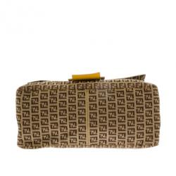 مملوكة مسبقًا Fendi Mahogany And Yellow Zucchino 'Mamma' Studded Shoulder Bag