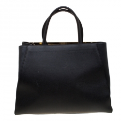 Pre Owned Fendi Black Leather Medium 2jours Tote