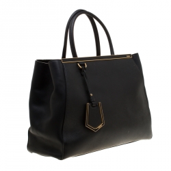 Pre Owned Fendi Black Leather Medium 2jours Tote