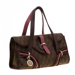 Pre Owned Fendi Multicolor Zucchino Canvas and Leather Satchel