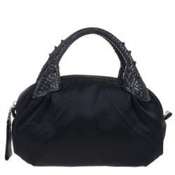 Pre Owned Fendi Black Satin Baby Spy Bag