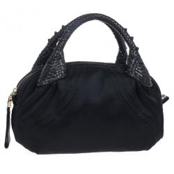 Pre Owned Fendi Black Satin Baby Spy Bag