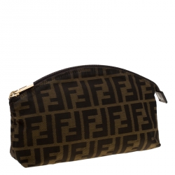 Pre Owned Fendi Tobacco Zucca Canvas Cosmetic Pouch