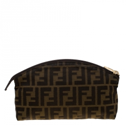 Pre Owned Fendi Tobacco Zucca Canvas Cosmetic Pouch