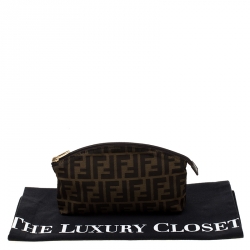 Pre Owned Fendi Tobacco Zucca Canvas Cosmetic Pouch