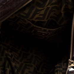 Pre Owned Fendi Brown/Black Pebbled Leather Spy Bag