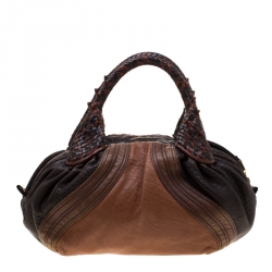 Pre Owned Fendi Brown/Black Pebbled Leather Spy Bag