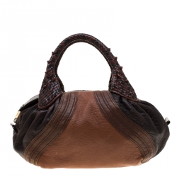 Pre Owned Fendi Brown/Black Pebbled Leather Spy Bag