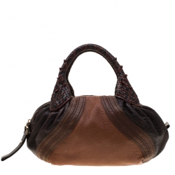 Pre Owned Fendi Brown/Black Pebbled Leather Spy Bag