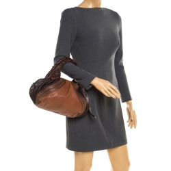 Pre Owned Fendi Brown/Black Pebbled Leather Spy Bag