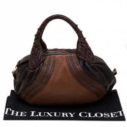 Pre Owned Fendi Brown/Black Pebbled Leather Spy Bag