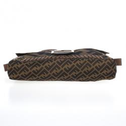 Pre Owned Fendi Brown Chain Zucca Baguette Flap Bag