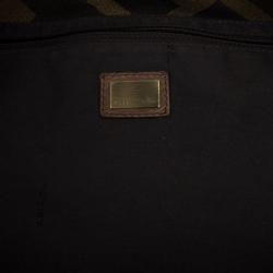 Pre Owned Fendi Brown Chain Zucca Baguette Flap Bag