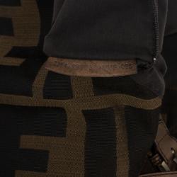 Pre Owned Fendi Brown Chain Zucca Baguette Flap Bag