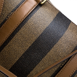 Pre Owned Fendi Tobacco Pequin Coated Canvas Bowler Bag