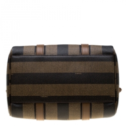 Pre Owned Fendi Tobacco Pequin Coated Canvas Bowler Bag