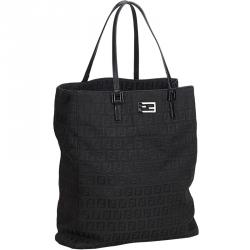 Pre Owned Fendi Black Zucchino Jacquard Tote Bag