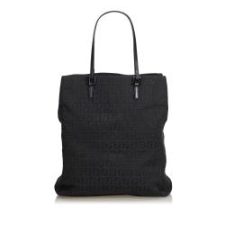 Pre Owned Fendi Black Zucchino Jacquard Tote Bag