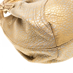 Pre Owned Fendi Gold Holographic Textured Leather Spy Bag