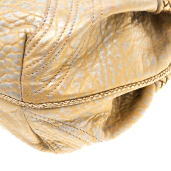 Pre Owned Fendi Gold Holographic Textured Leather Spy Bag