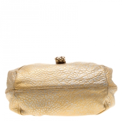 Pre Owned Fendi Gold Holographic Textured Leather Spy Bag