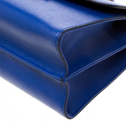 Pre Owned Fendi Blue Textured Leather Mini Demi Jour Shoulder Bag