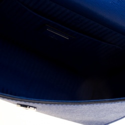 Pre Owned Fendi Blue Textured Leather Mini Demi Jour Shoulder Bag