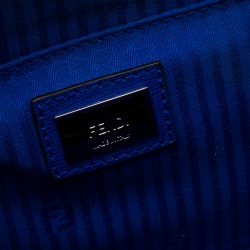 Pre Owned Fendi Blue Textured Leather Mini Demi Jour Shoulder Bag