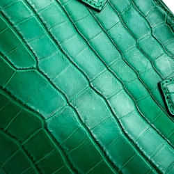 Pre Owned Fendi Green Crocodile Twins Shopper Tote
